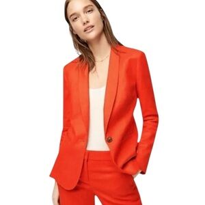 J. Crew Wool Blend Parke Single Button Blazer Orange Red Size 0